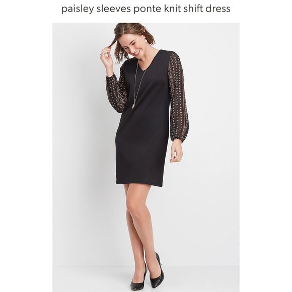 Maurices Large Paisley Sleeves Ponte Knit Shift Dress - Picture 7 of 7